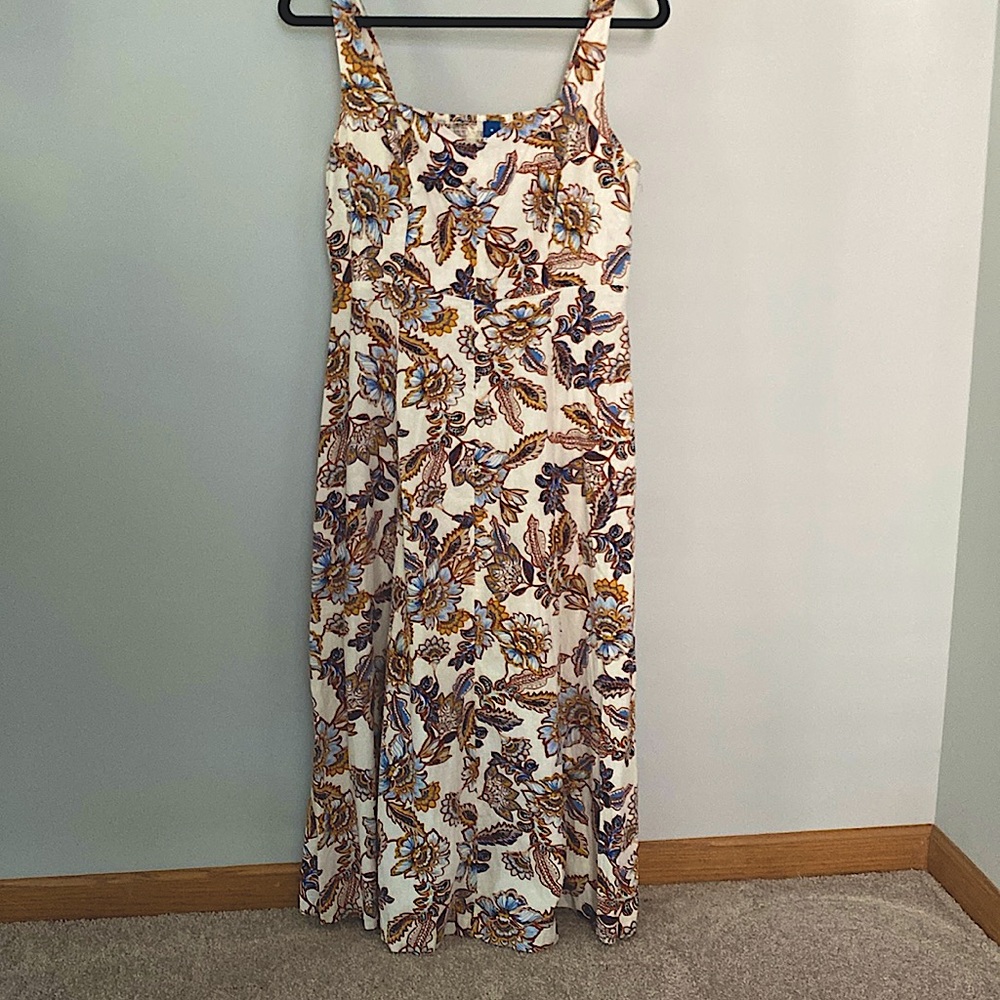 Floral linen midi dress